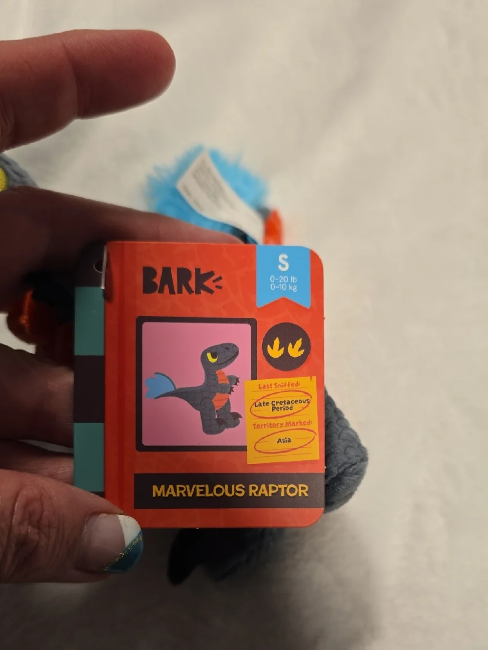 Bark Marvelous‎ Raptor Dog Toy NWT Small 0-20 Pounds Gray Orange Blue